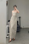 SWAYING/KNIT knitting stitching vest skirt SW23SS2L18 meters gray/linen PS56